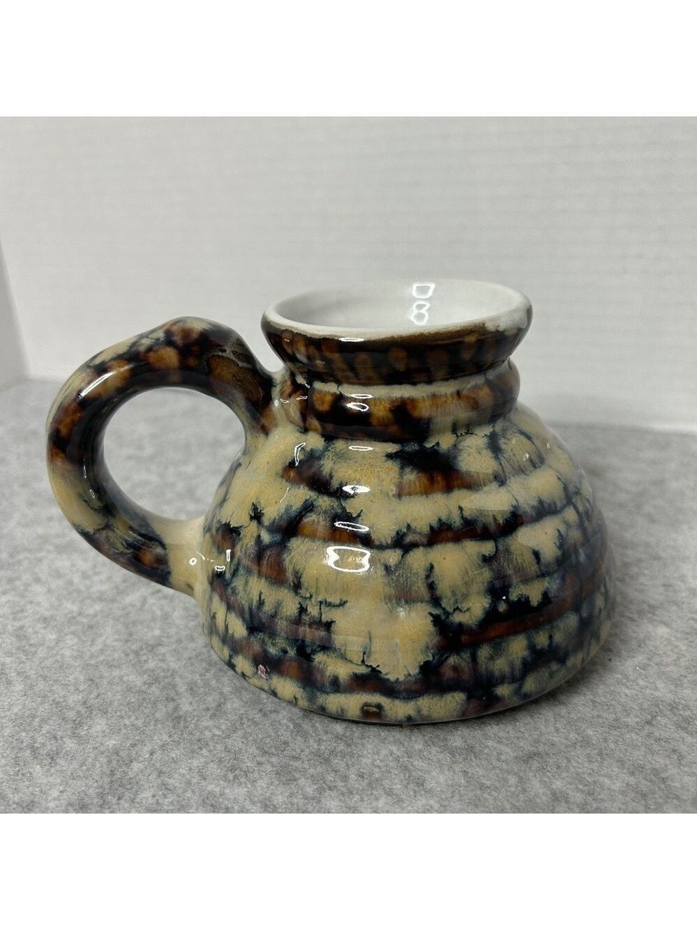 Westwood Ceramic Blue Brown Flat Bottom Mug Holds 8oz 5.5x4”.